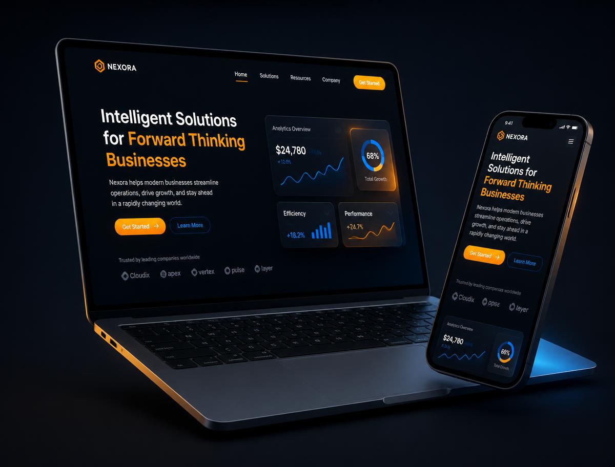 Mockup de un sitio web responsive diseñado por TuWebYa en portátil y móvil